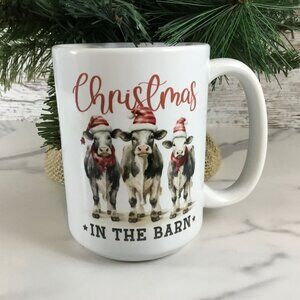 Cow Christmas in the Barn 15 oz Ceramic Coffee Mug